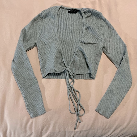 SHEIN Cropped Wrap Knjt Long Sleeve - Picture 1 of 3